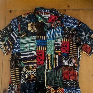 Urban Outfitters Red and Blue Casual Button Down Shirt